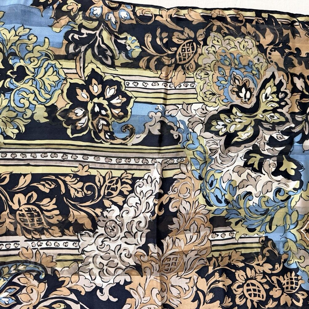 Pierre Balmain Vintage 100% Silk Scarf 17"x61" Floral Baroque Japan Designer - Picture 7 of 12